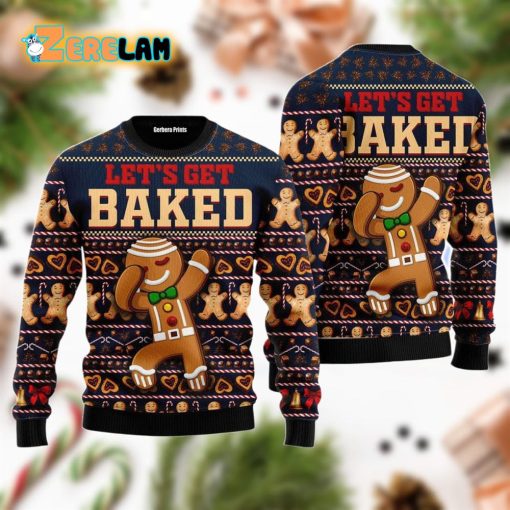 Ginger Bread Lets Get Baked Christmas Unisex Ugly Sweater