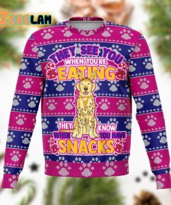 Golden Retriever They Know When You Have Snacks Christmas Ugly Sweater