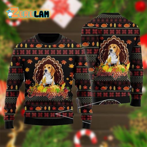 Happy Thanksgiving Funny Beagle Dog Ugly Sweater