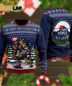 I Party With Sasquatch Camping Christmas Ugly Sweater