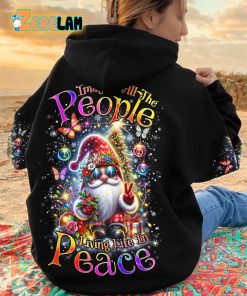 Imagine All The People Living Life In Peace Gnome Christmas Hoodie