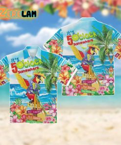 Its 5 OClock Somewhere Parrot Short Sleeve Hawaiian Shirt