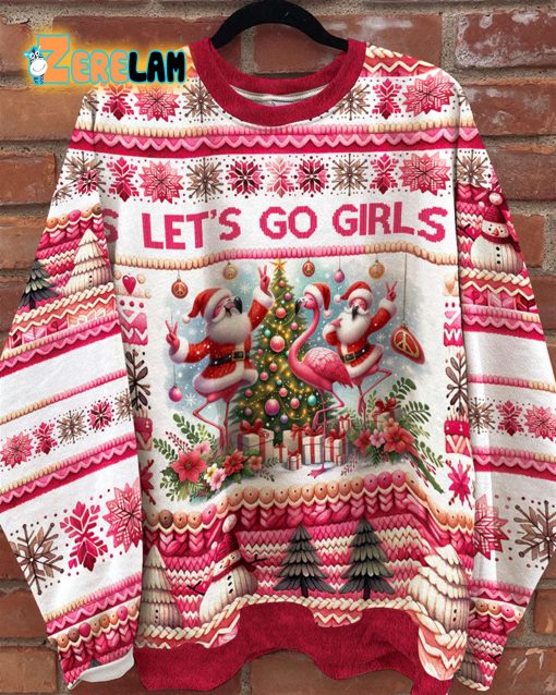 Let’s Go Girls Flamingo Christmas Ugly Sweater