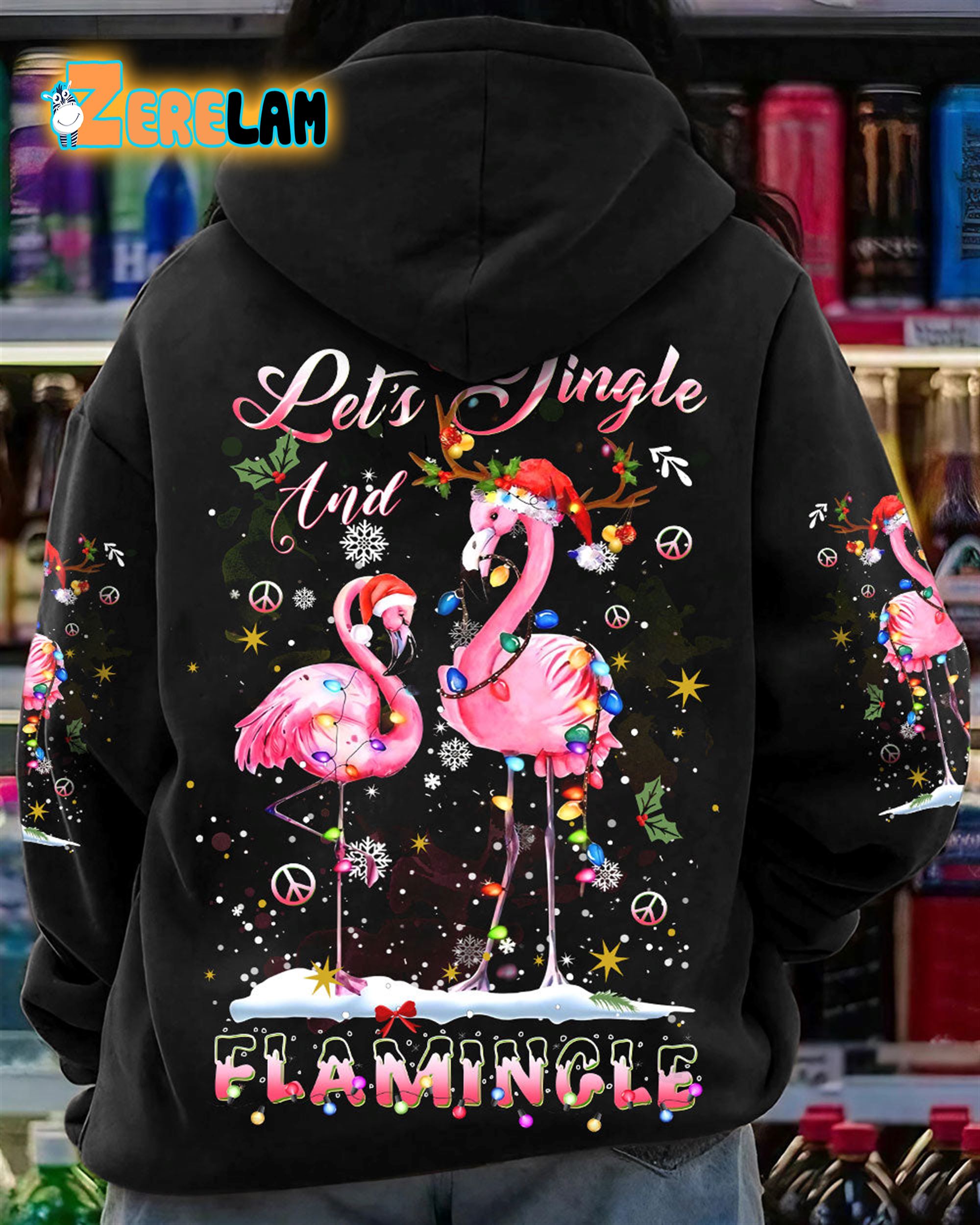 Lets Jingle And Flamingle Christmas Hoodie