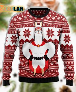 Llama Superhero Red Christmas Funny Ugly Sweater