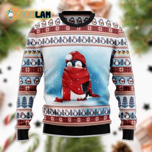 Love Penguin And A Red Scraft Funny Christmas Ugly Sweater