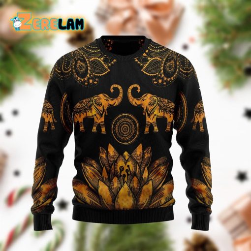 Lovely Gold Elephant Ugly Sweater