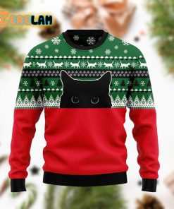 Meow Meow Black Cat Christmas Funny Ugly Sweater
