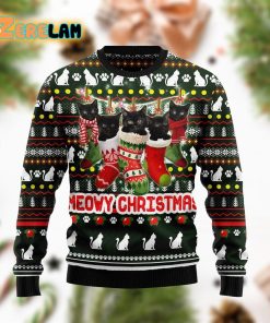 Black Cat Meowy Christmas Funny Ugly Sweater