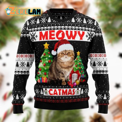 Meowy Catmas Black Christmas Funny Ugly Sweater