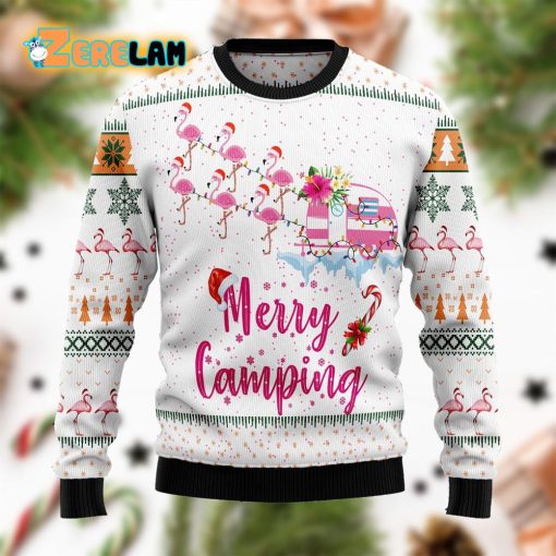 Merry Camping Flamingo Christmas Funny Ugly Sweater