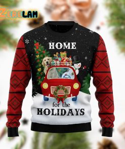 Christmas Golden Retriever And Snowman Home For The Holidays Ugly Sweater