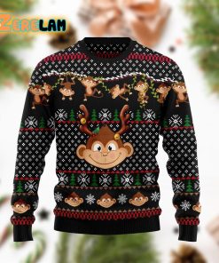 Monkey Christmas Pattern Funny Ugly Sweater