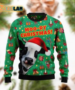 Moo Ry Christmas Pattern Funny Ugly Sweater