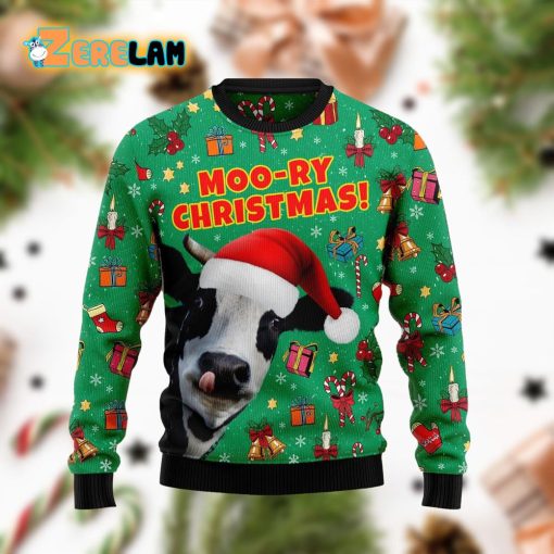 Moo Ry Christmas Pattern Funny Ugly Sweater