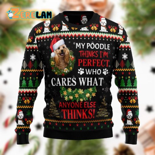 My Poodle Thinks Im Perfect Christmas Pattern Funny Ugly Sweater