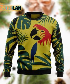 Parrot Tropical Leaf Funny Ugly Sweater