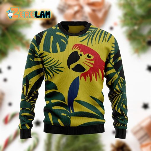 Parrot Tropical Leaf Funny Ugly Sweater