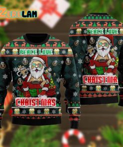 Peace Love Hippie Santa Claus Ugly Sweater