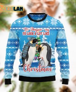 Penguin Family Christmas Blue Funny Ugly Sweater