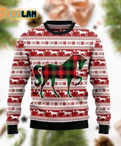 Plaid Pattern Horse Funny Ugly Sweater
