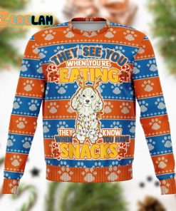 Poodle They Know When You Have Snacks Christmas Ugly Sweater