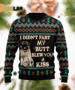 Pug A Kiss Christmas Funny Ugly Sweater