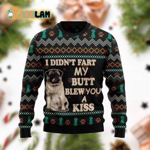 Pug A Kiss Christmas Funny Ugly Sweater