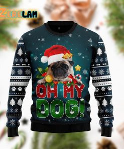 Pug Oh My Dog Green Funny Ugly Sweater