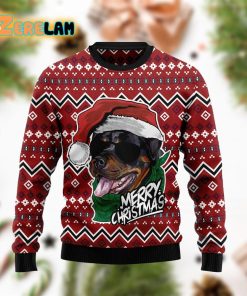 Rottweiler Merry Christmas Red Funny Ugly Sweater