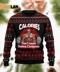 Santa Gymer Calories Funny Blue Ugly Sweater