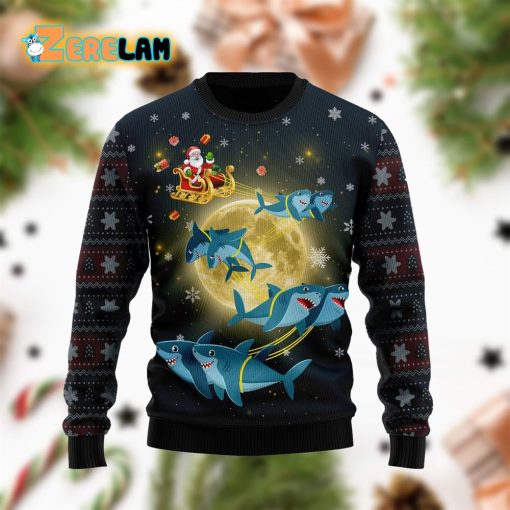 Santa Shark Fly Funny Ugly Sweater