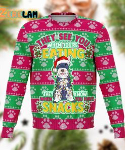 Schnauzer They Know When You Have Snacks Christmas Ugly Sweater