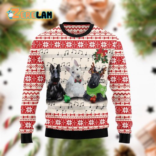 Scottish Terrier Music Christmas Funny Ugly Sweater