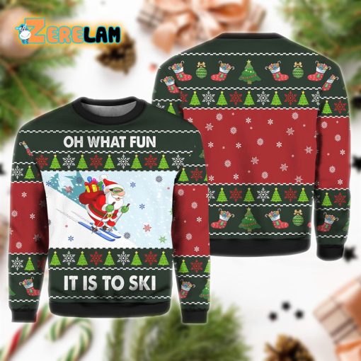 Skiing Oh What Fun Christmas Ugly Sweater