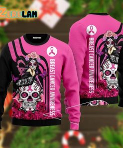 Skull Breast Cancer Awareness Ugly Sweater