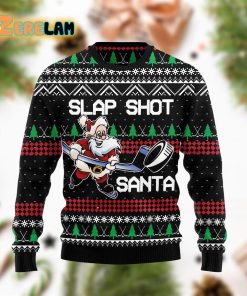 Slap Shot Santa Christmas Funny Ugly Sweater