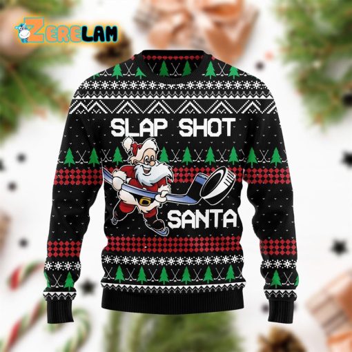 Slap Shot Santa Christmas Funny Ugly Sweater