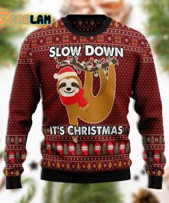 Sloth Slow Down Funny Brown Ugly Sweater