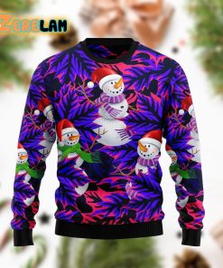 Snowman Leaves Purple Christmas Funny Ugly Sweater