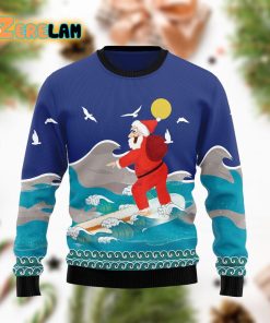 Surfing Santa Sees The Beach Christmas Funny Ugly Sweater