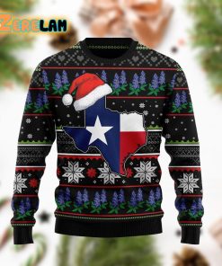 Texas Bluebonnet Hat Map Christmas Funny Ugly Sweater