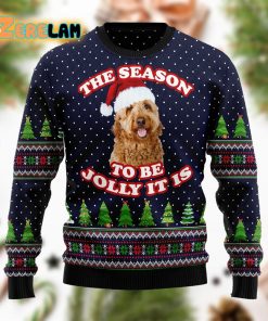 The Season To Be Jolly It Is Goldendoodle Funny Ugly Sweater