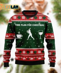 Time Plan For Christmas Baseball Funny Ugly Sweater