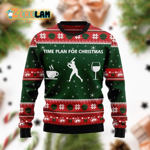Time Plan For Christmas Baseball Funny Ugly Sweater