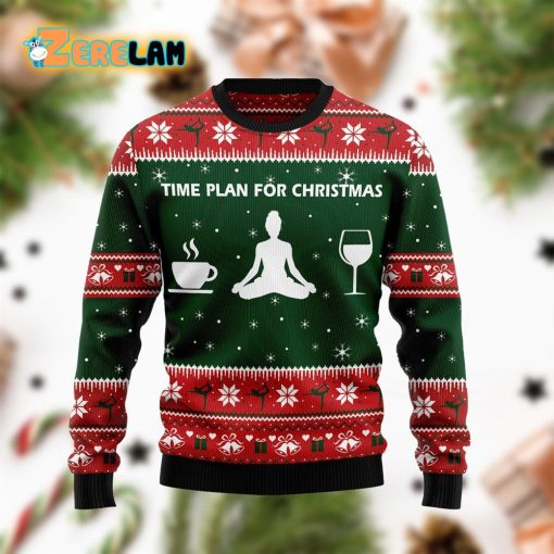 Time Plan For Christmas Yoga Funny Ugly Sweater