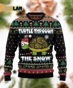 Turtle Through The Snow Christmas Funny Ugly Sweater
