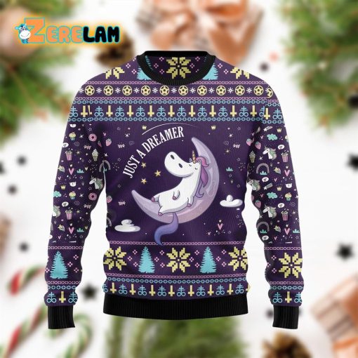Unicorn Just A Dreamer Christmas Funny Ugly Sweater