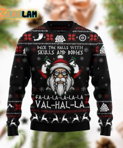 Viking Deck The Halls With Skulls Christmas Funny Ugly Sweater