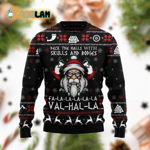 Viking Deck The Halls With Skulls Christmas Funny Ugly Sweater
